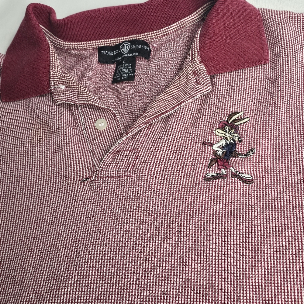 Vintage 90's Warner Bros. Looney Tunes Men’s Wile E. Coyote Polo Golf Shirt L